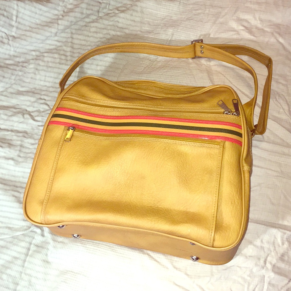 Vintage vinyl messenger travel bag